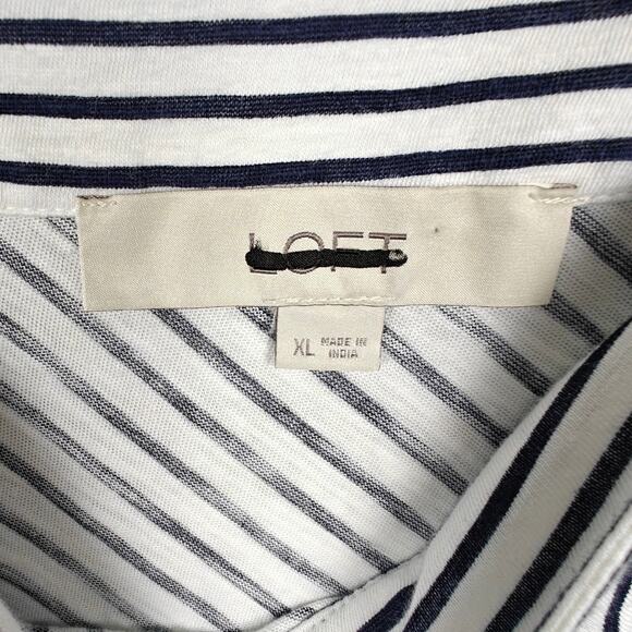 LOFT Navy White Striped Sleeveless Tank Top Women’s XL - Picture 5 of 7